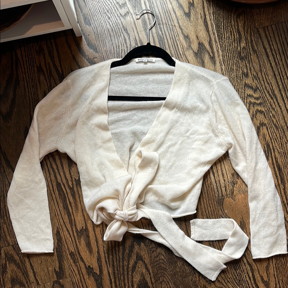 Cream Tie-Front Cardigan